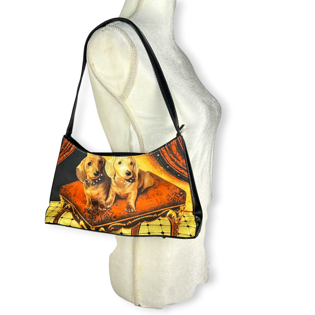 Y2K Rhinestone Darling Daschunds Shoulder Purse