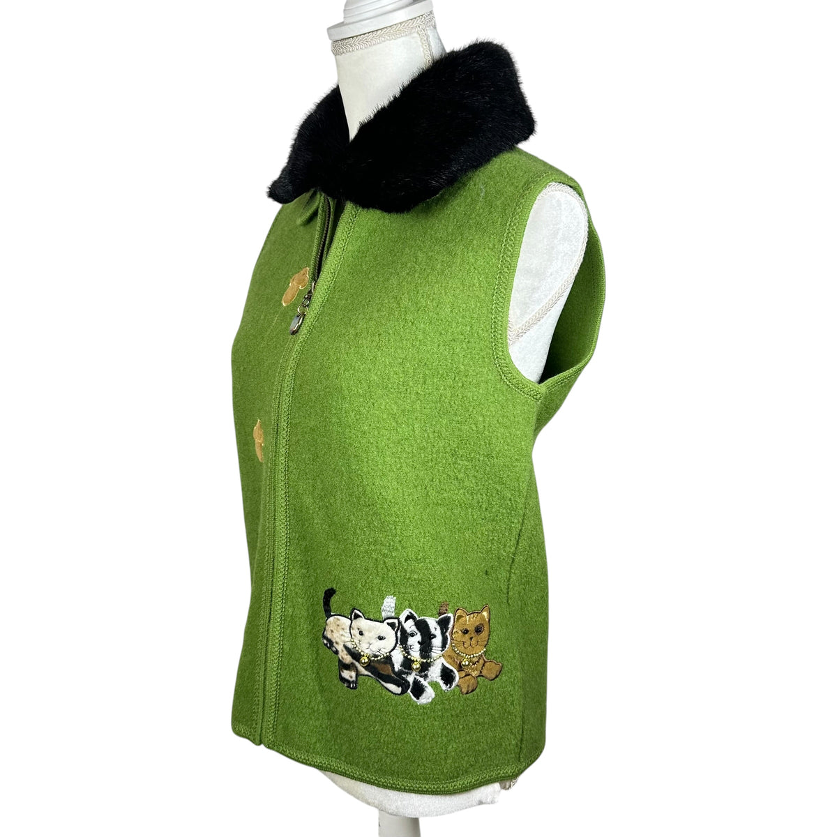 Vintage Green Cat & Mouse Sweater Vest