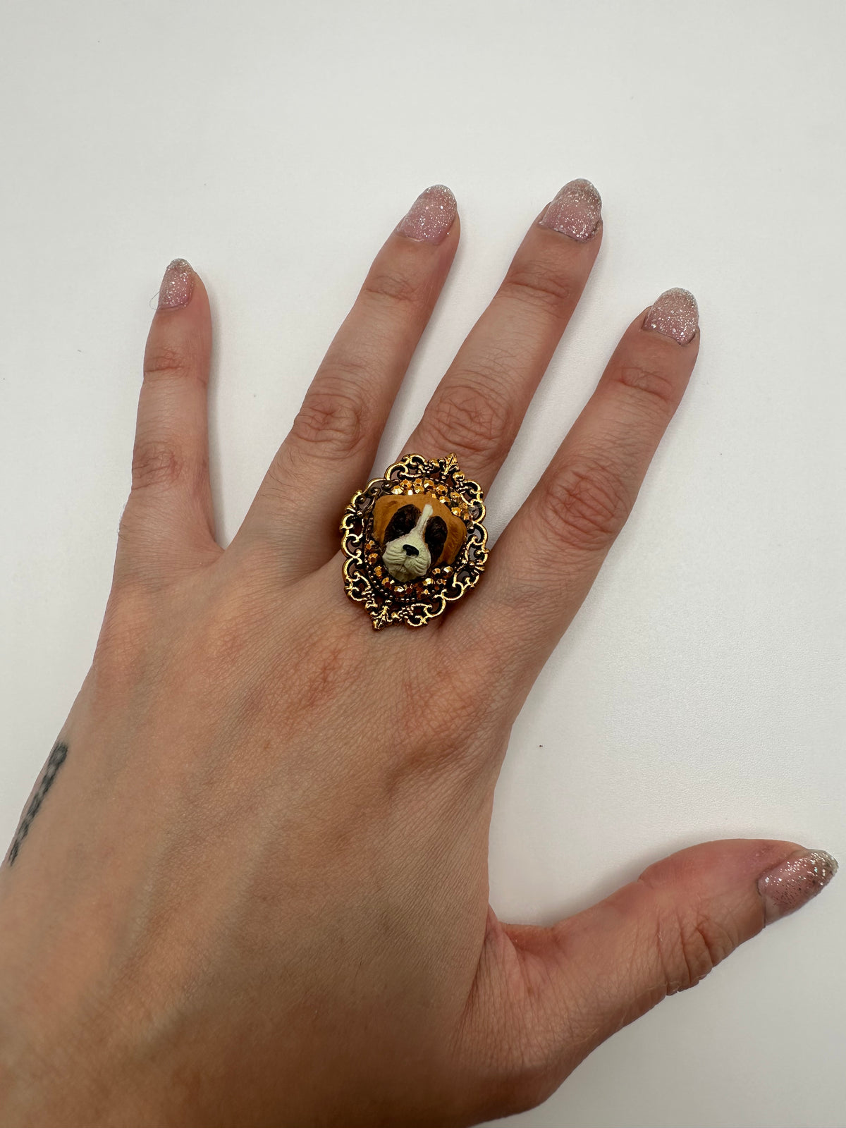 Boxer Bedazzled Golden Royalty Ring