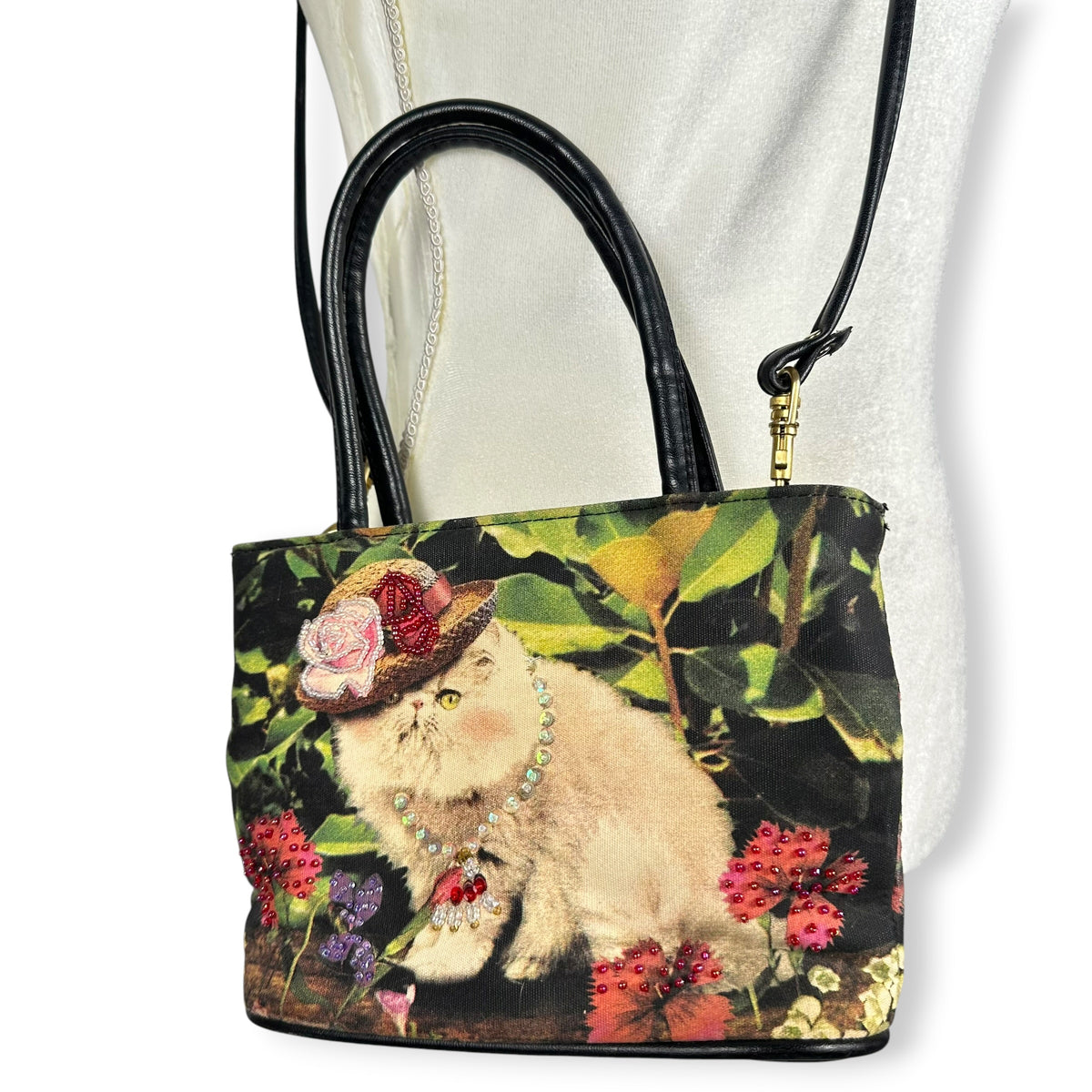 Vintage Fabulous Persian Cat Embellished Purse