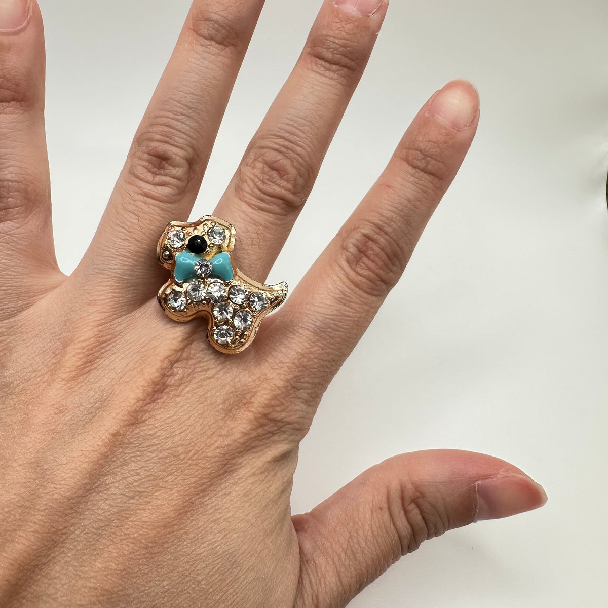 Y2K Rhinestone Scottish Terrier Adjustable Ring