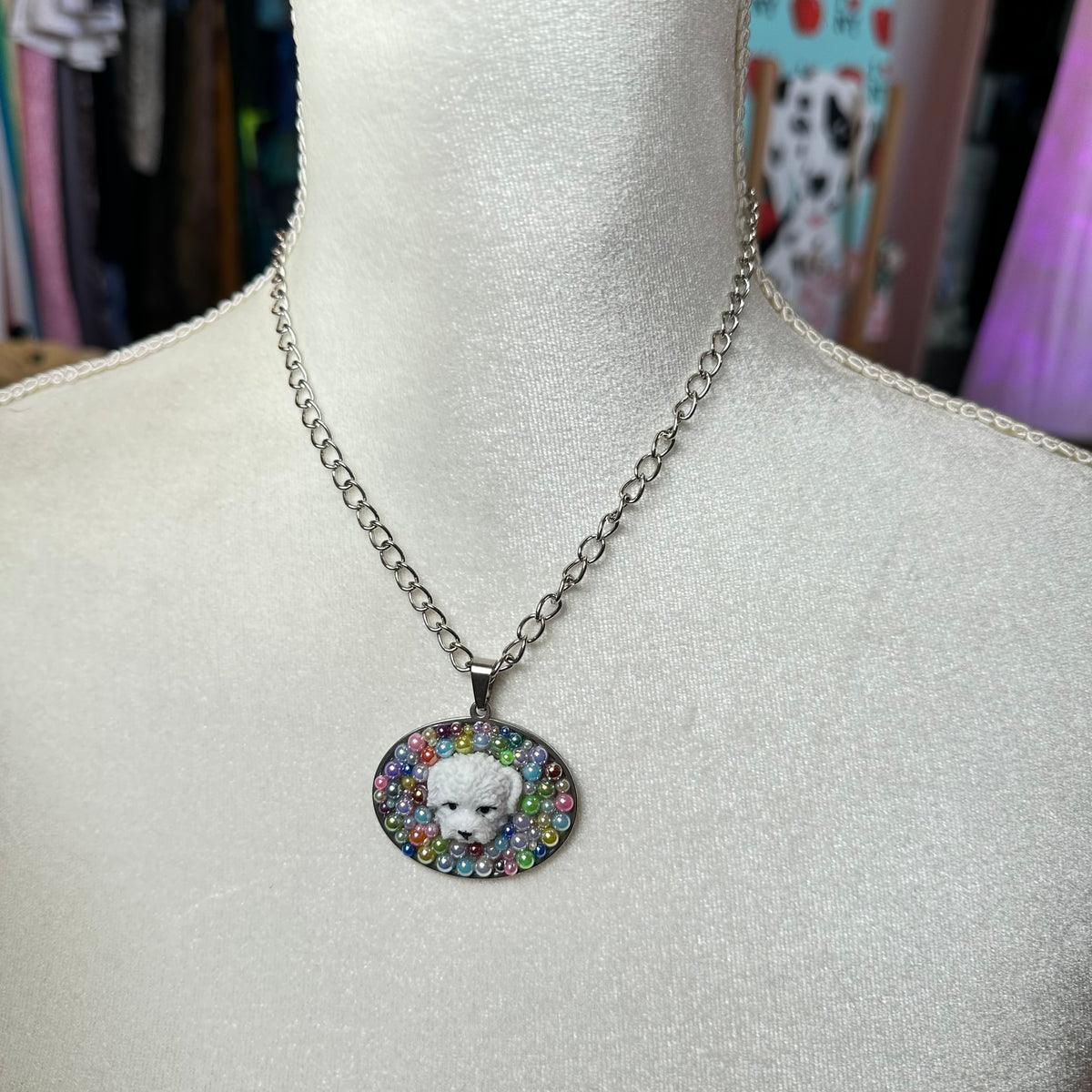Poodle in Multicolor Beads Necklace