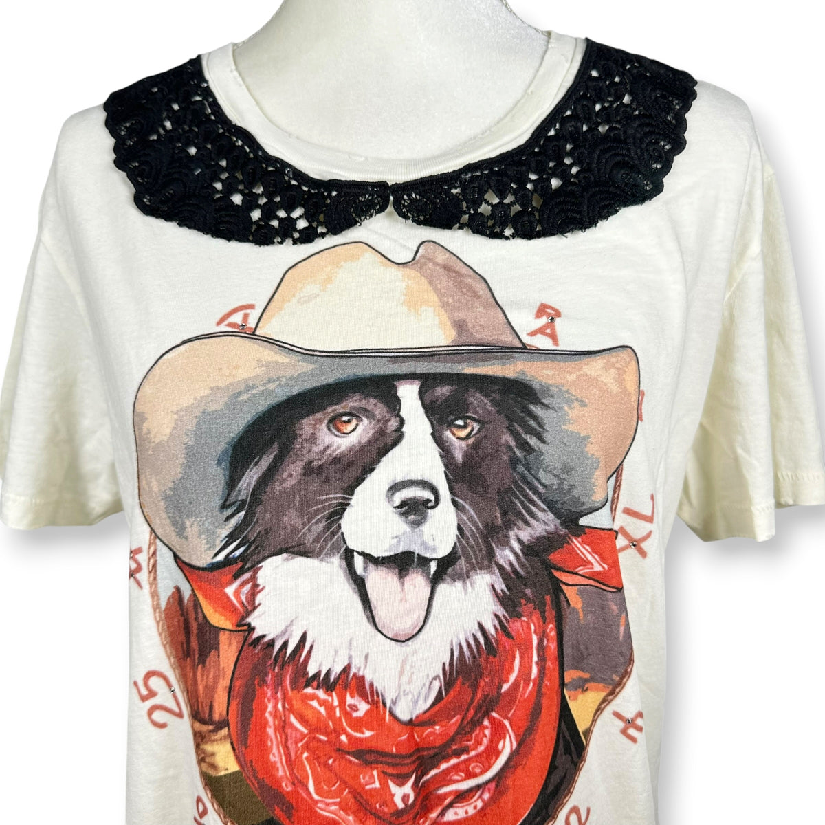 Zodiac Cowboy Dog Themed Tee with Lace Collar