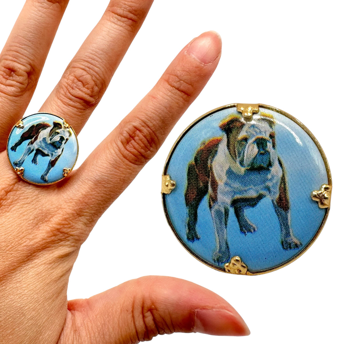 Vintage Bulldog Themed Adjustable Ring
