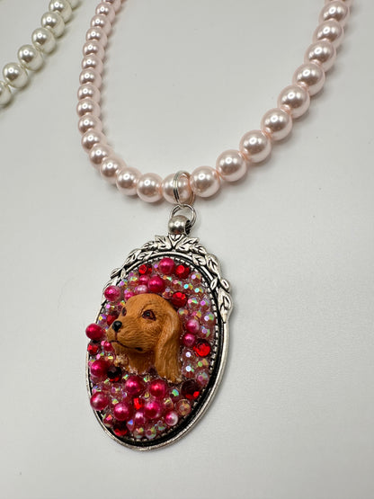 Ruby Raspberry Pink Dog Necklace