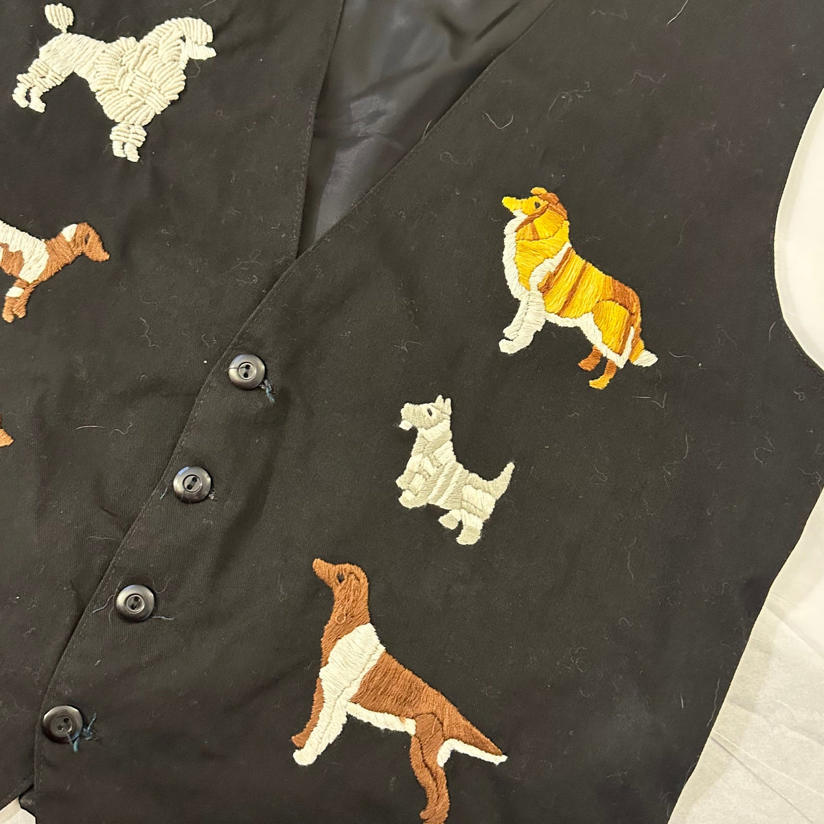 Vintage 80's Dog Embroidered Vest Sz M