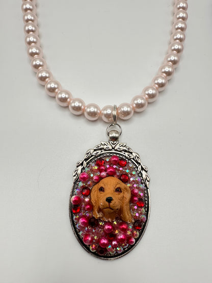 Ruby Raspberry Pink Dog Necklace