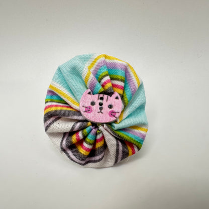 Fabric Swirl Kitty Cat Adjustable Ring - Candy Stripe