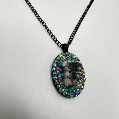 Schnauzer in Iridescent Rhinestones Necklace