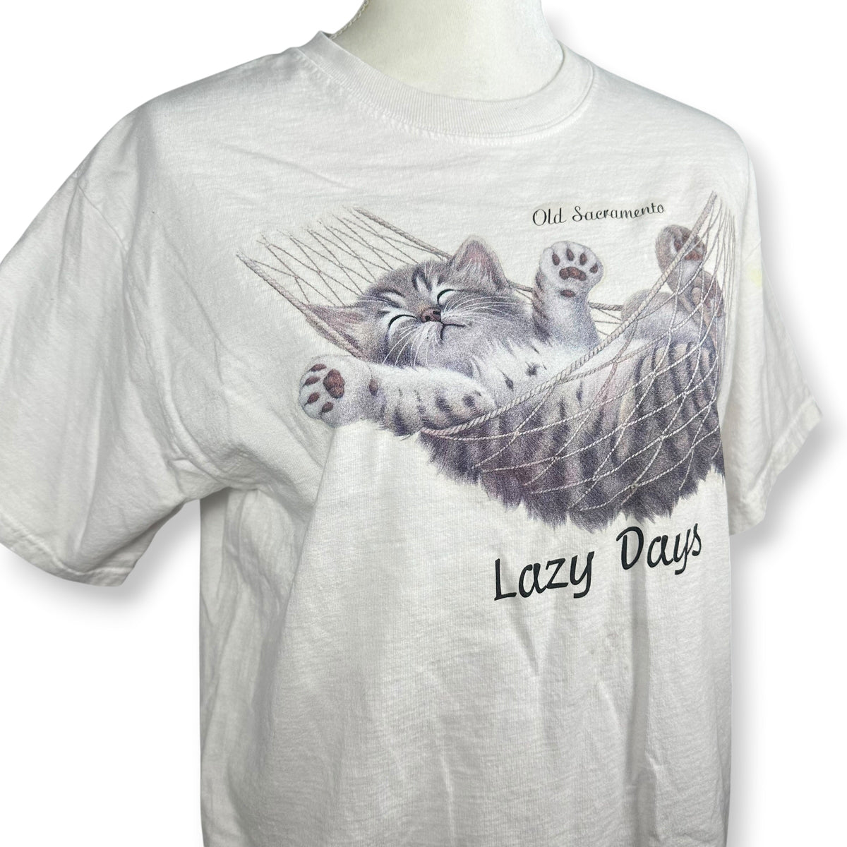 Lazy Days Cat in Hammock Vintage Tee
