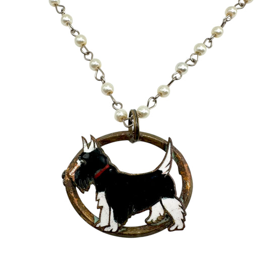 1970's Scottish Terrier Pearl Necklace