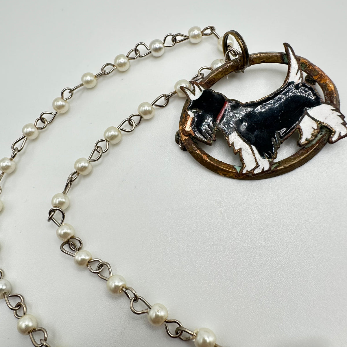 1970's Scottish Terrier Pearl Necklace
