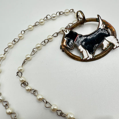 1970's Scottish Terrier Pearl Necklace