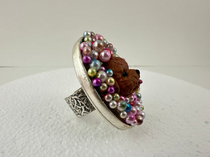 Poodles n' Pastel Pearls Ring