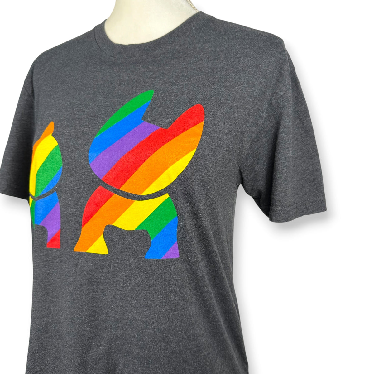 Rainbow Frenchie Silohuettes Grey Tee
