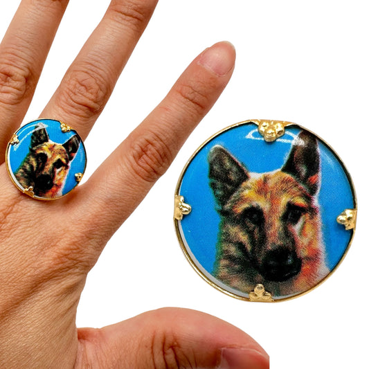 Vintage German Shepherd Themed Ring