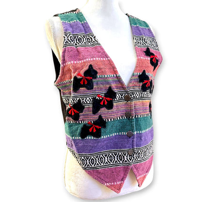 Vintage Pastel Southwestern Terrier Vest Size S