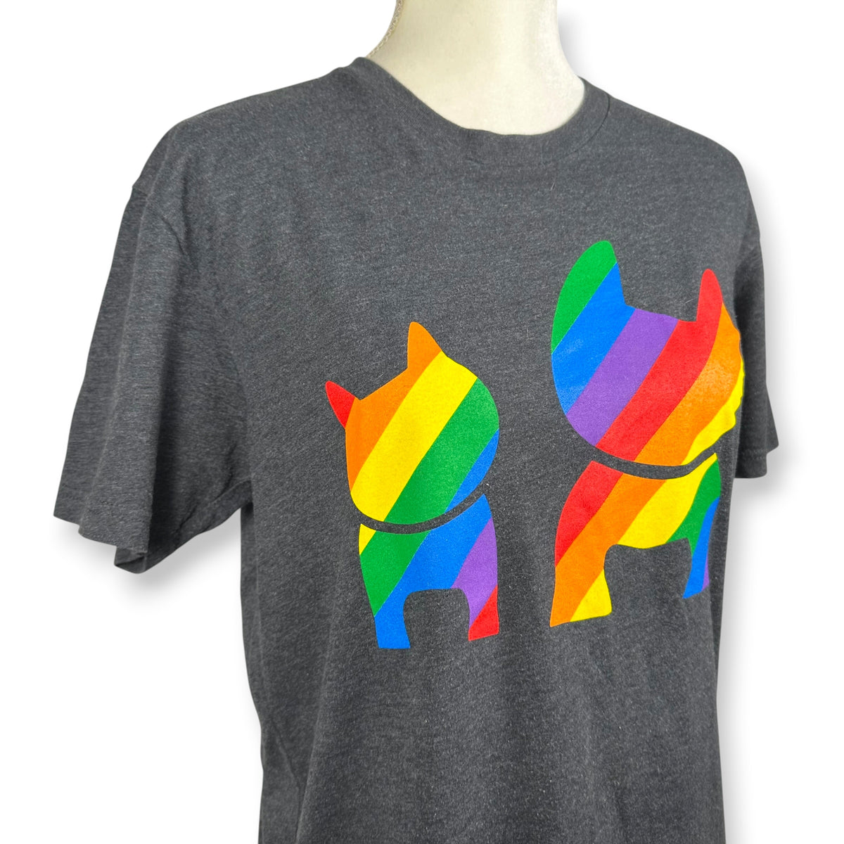 Rainbow Frenchie Silohuettes Grey Tee