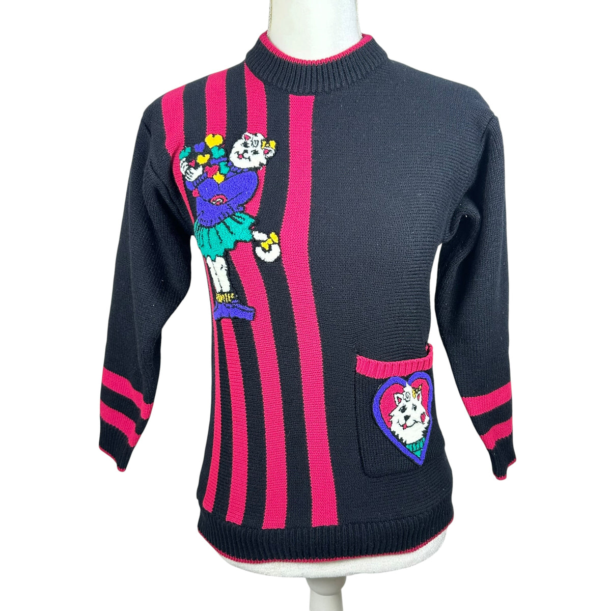 Vintage 80’s Bright Cat Sweater