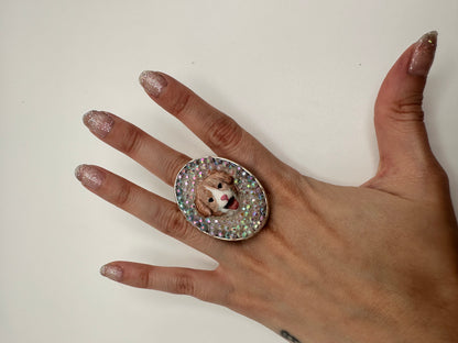 Precious Pastel Pup Rhinestone Ring