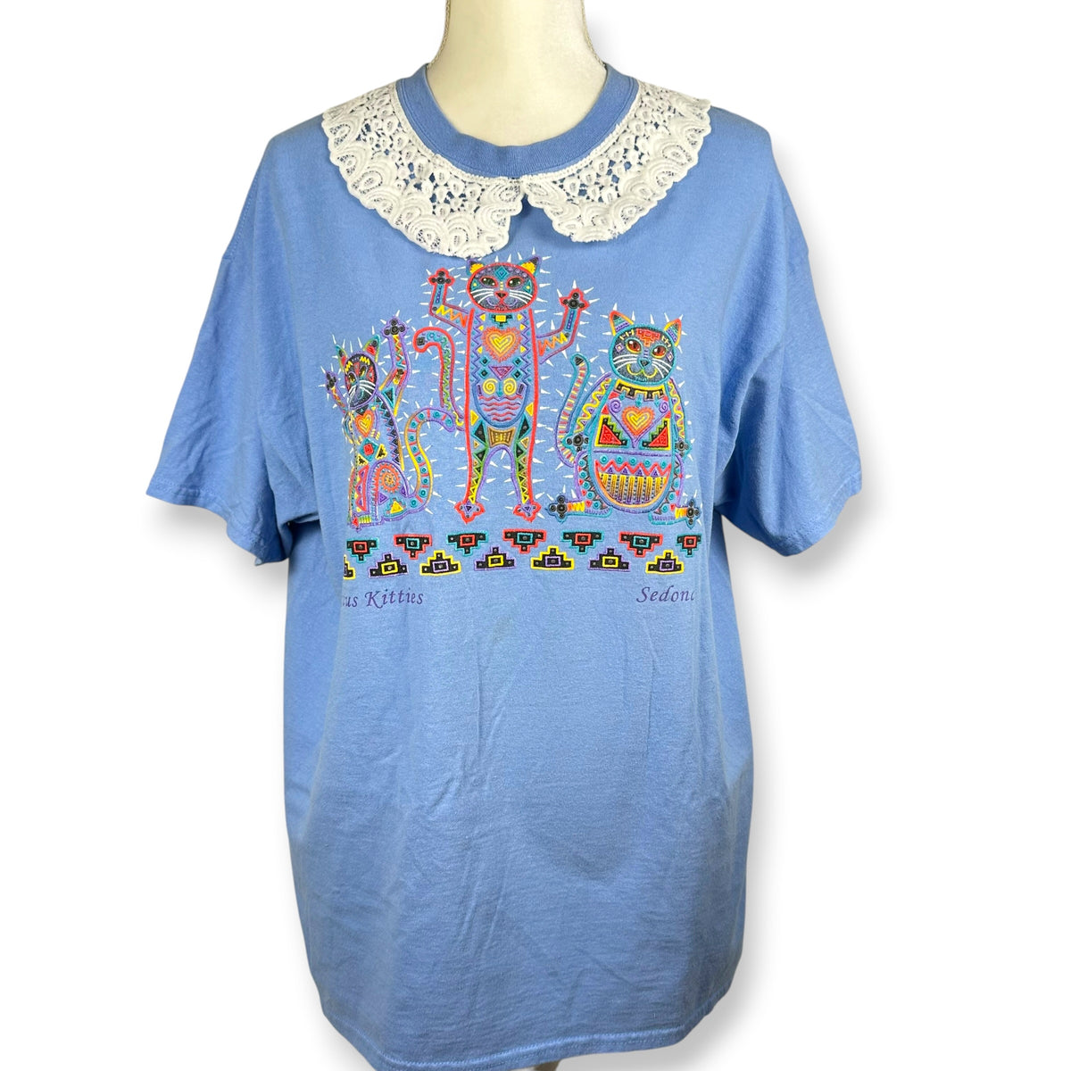 Cactus Cats Astec Vintage Tee with Lace Collar
