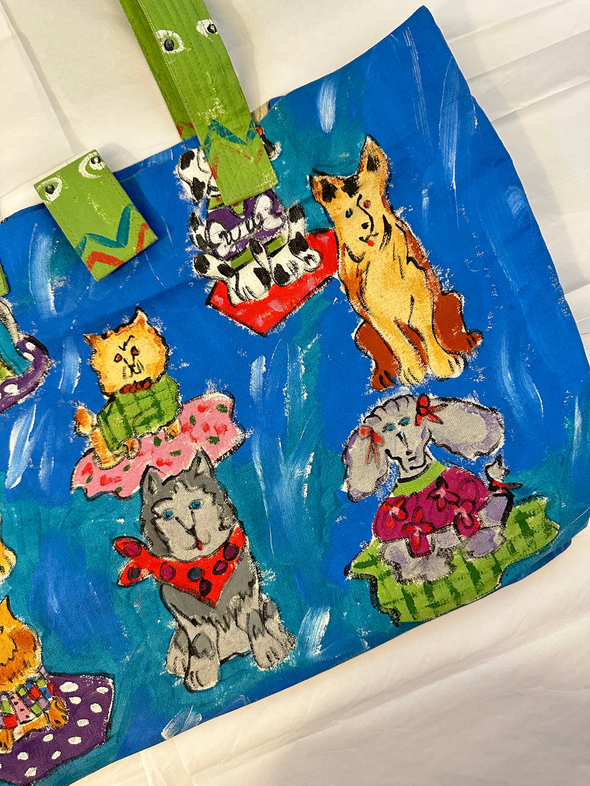 Vintage Silkscapes Hand Painted Dog Themed Tote
