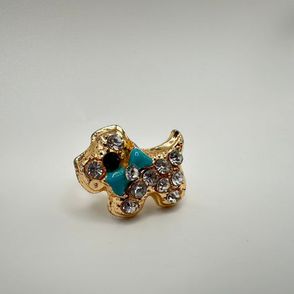 Y2K Rhinestone Scottish Terrier Adjustable Ring