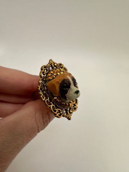 Boxer Bedazzled Golden Royalty Ring