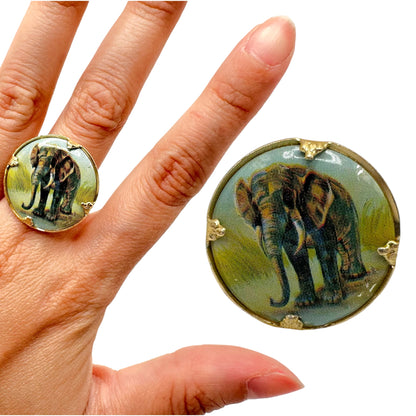 Vintage Elephant Adjustable Ring