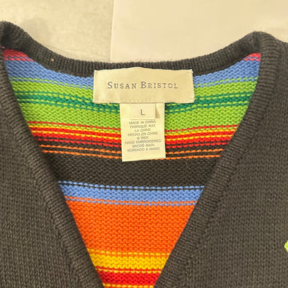 Colorful Dogs at Play Knit Vintage Vest Sz L