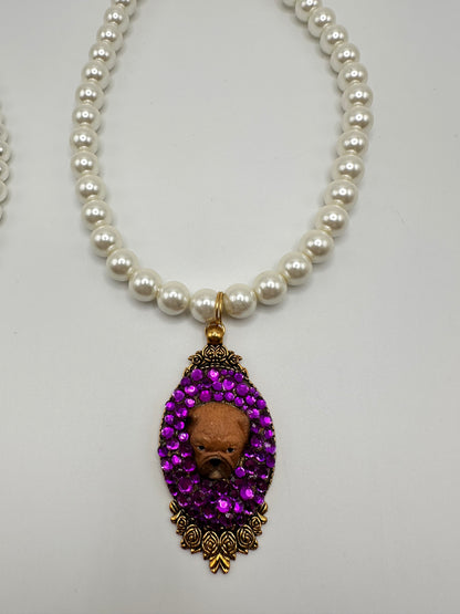 Purple Priss Bulldog Necklace
