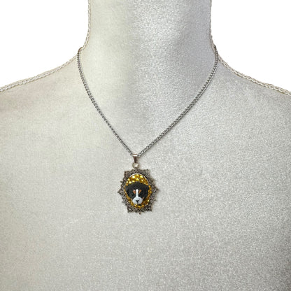 Bernese Dog in Yellow Rhinestones Necklace