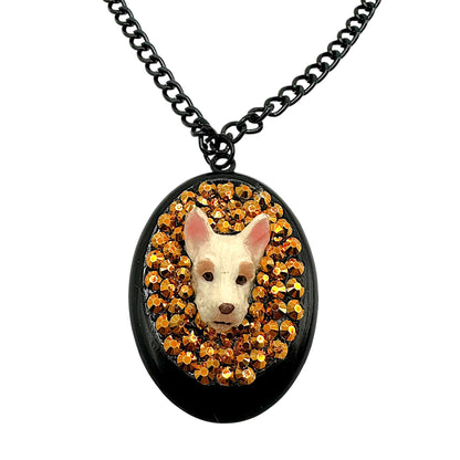 Scottish Terrier in Gold Rhinestones Necklace