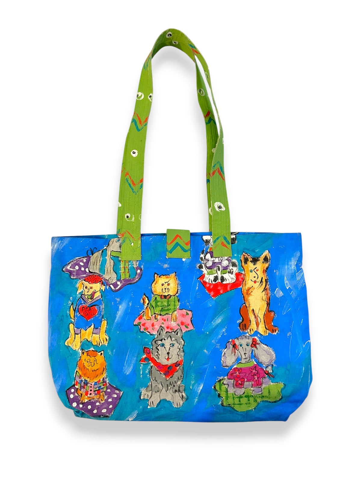 Vintage Silkscapes Hand Painted Dog Themed Tote