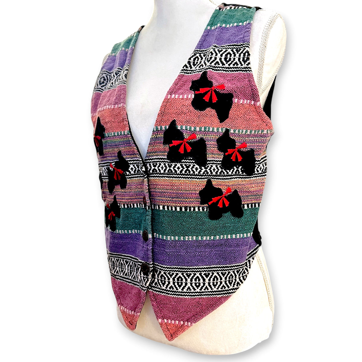 Vintage Pastel Southwestern Terrier Vest Size S