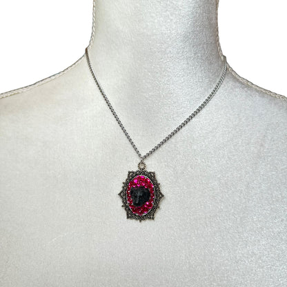 Black Lab in Hot Pink Rhinestones Necklace