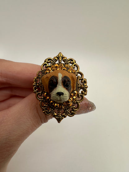 Boxer Bedazzled Golden Royalty Ring