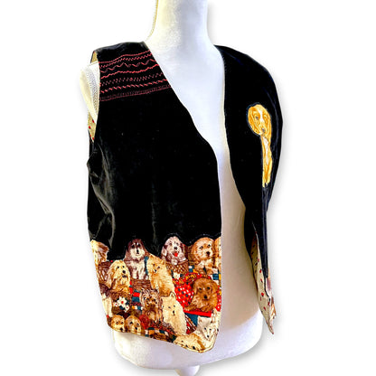 Vintage Handmade Velvet Puppy Overload Vest Sz OS