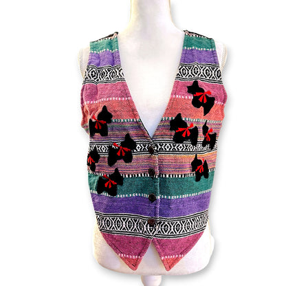 Vintage Pastel Southwestern Terrier Vest Size S
