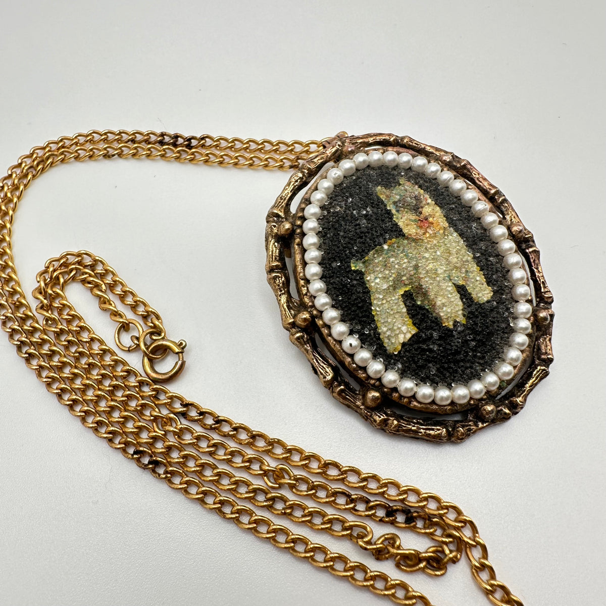 Vintage 1970's Beaded Schnauzer Necklace
