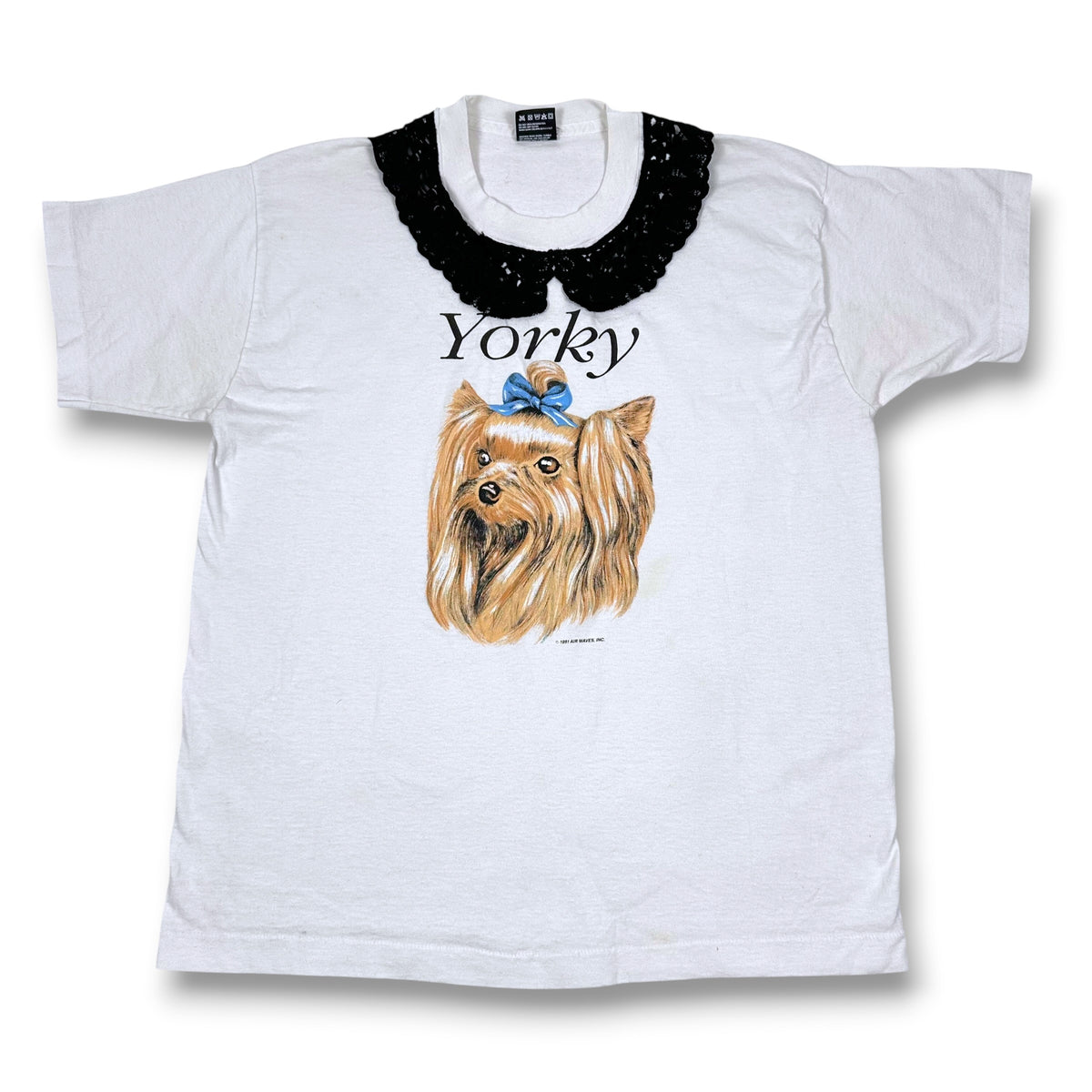 Vintage Yorky Dog with Blue Bow Tee
