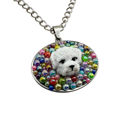 Poodle in Multicolor Beads Necklace