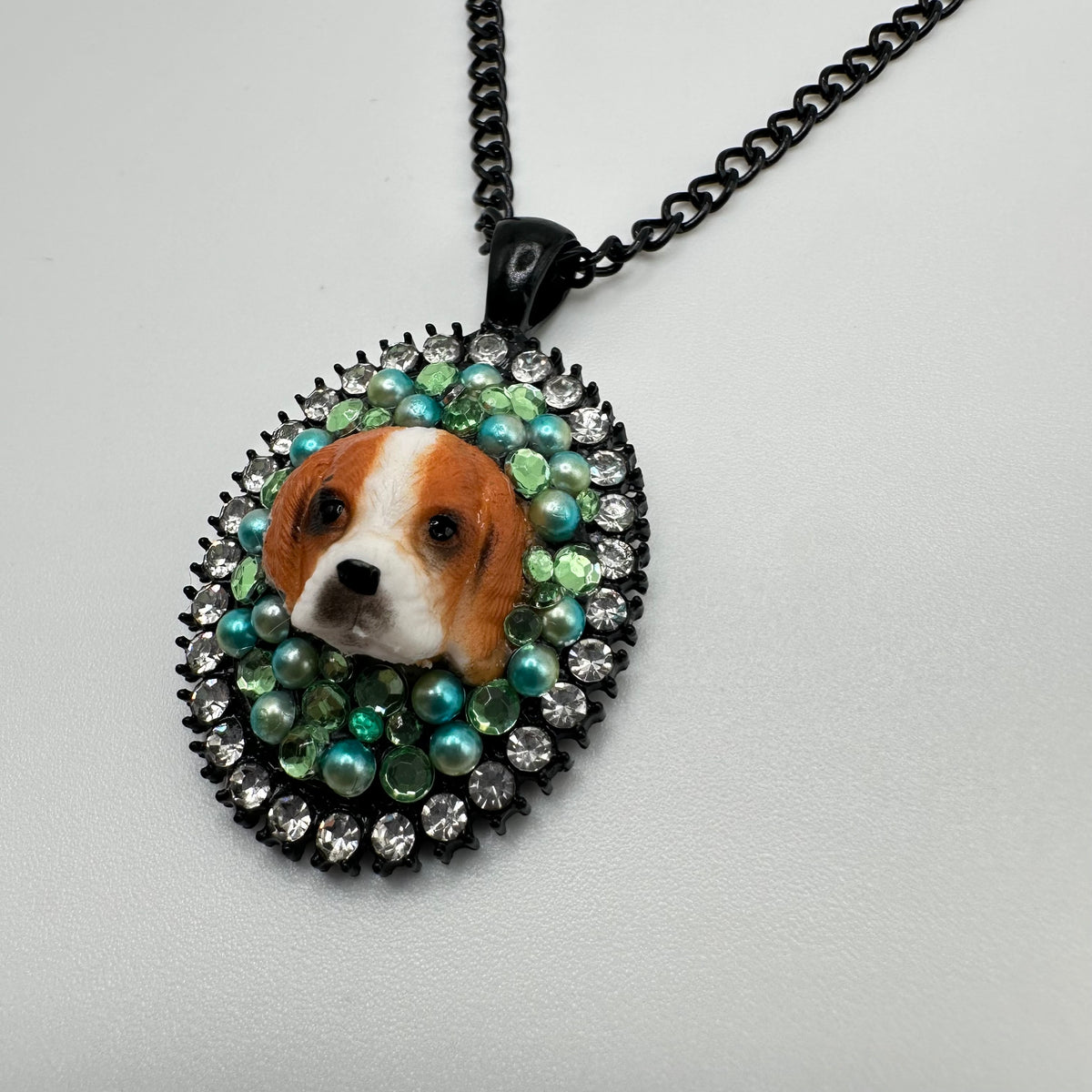 Cocker Spaniel in Emerald City Rhinestone Necklace