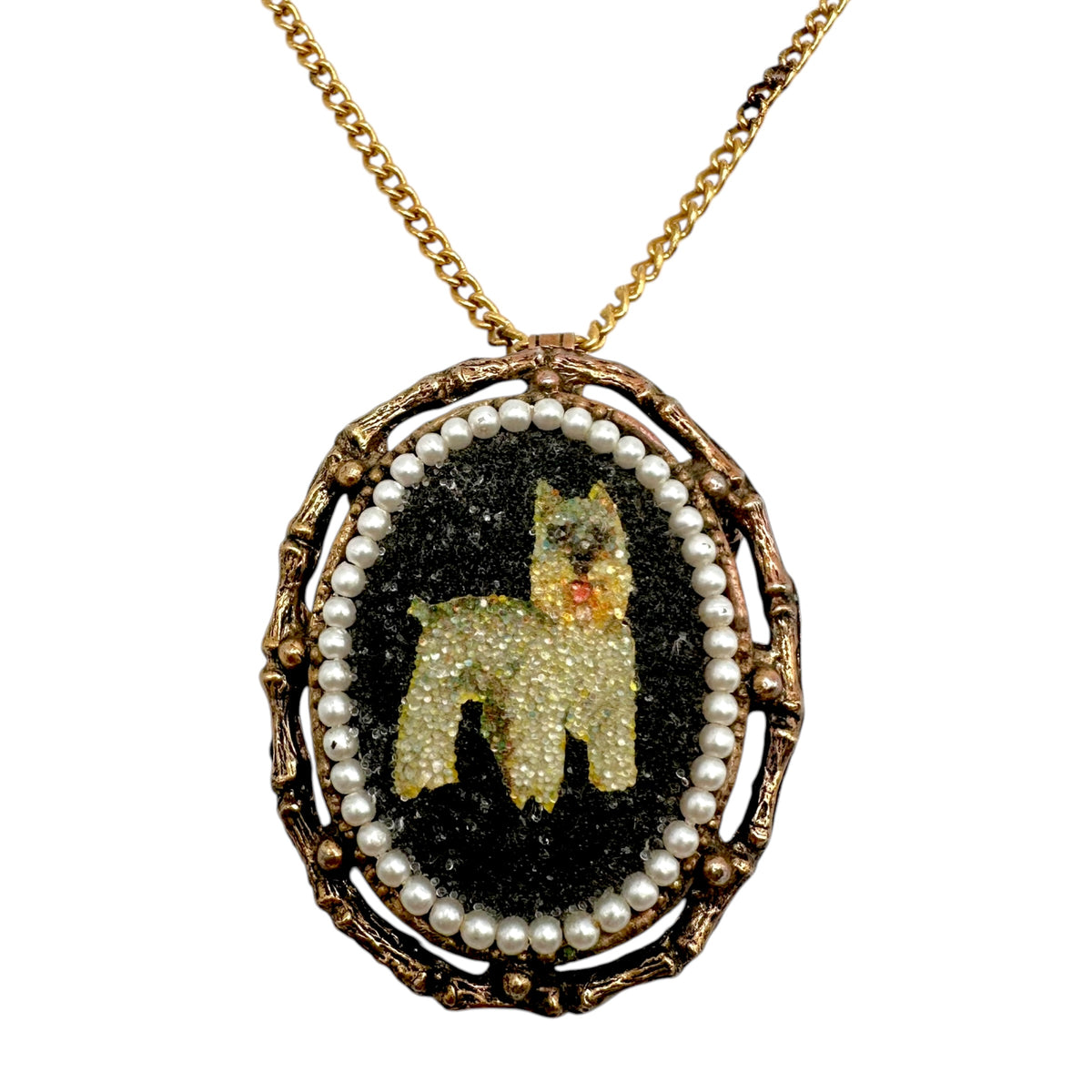 Vintage 1970's Beaded Schnauzer Necklace