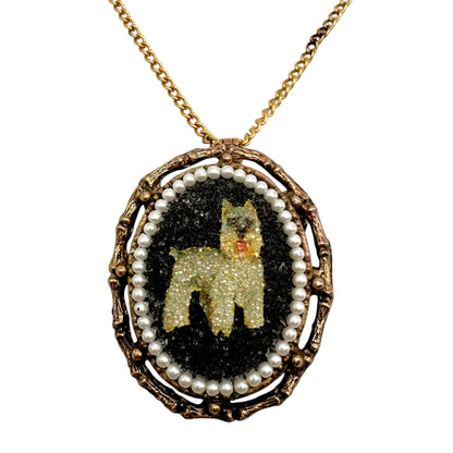 Vintage 1970's Beaded Schnauzer Necklace