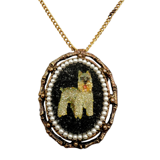 Vintage 1970's Beaded Schnauzer Necklace