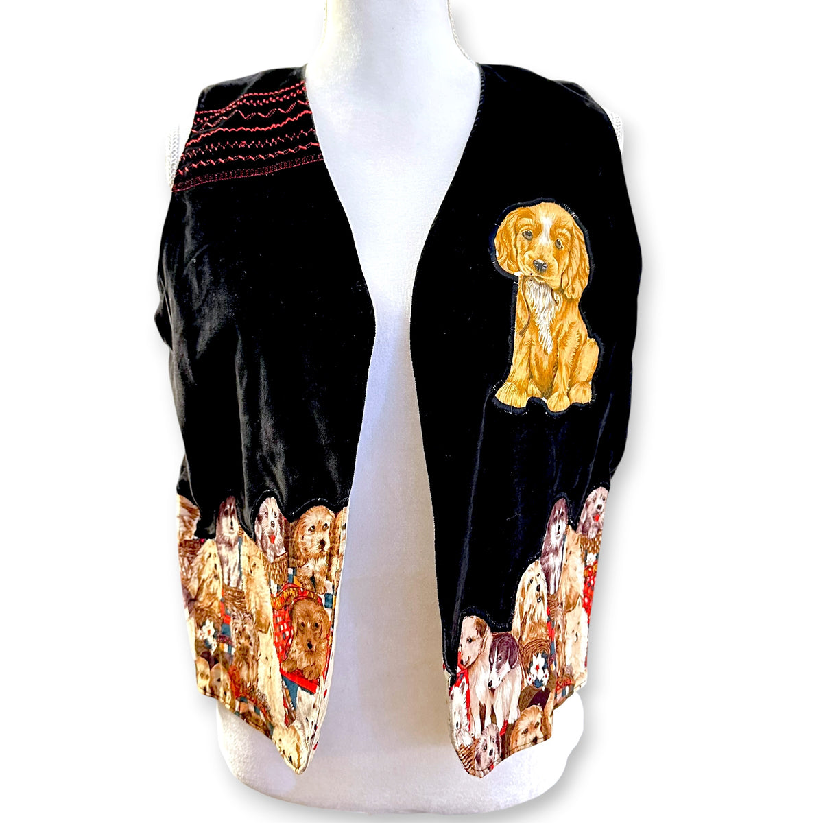 Vintage Handmade Velvet Puppy Overload Vest Sz OS