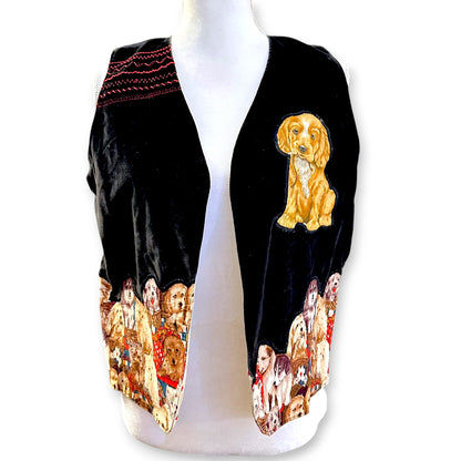 Vintage Handmade Velvet Puppy Overload Vest Sz OS