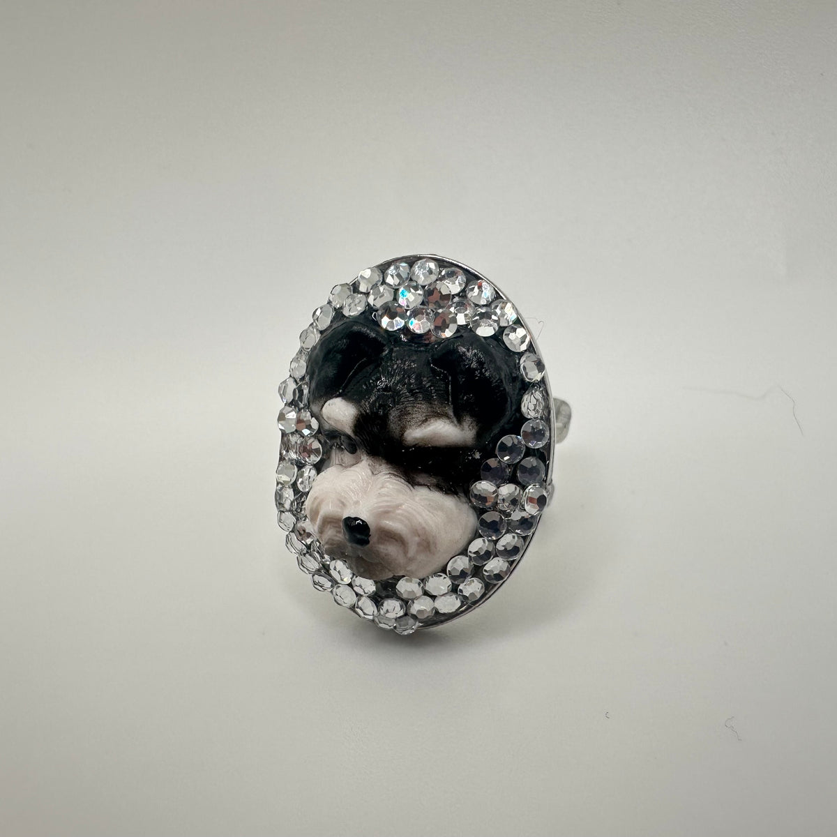 Schnauzer in Crystal Rhinestones Ring