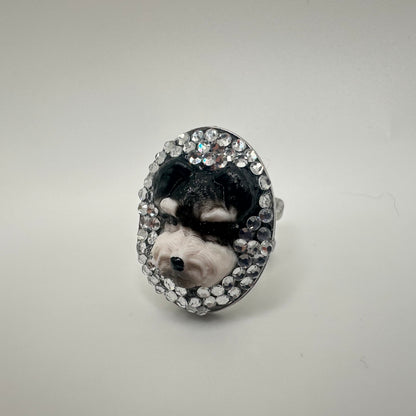 Schnauzer in Crystal Rhinestones Ring